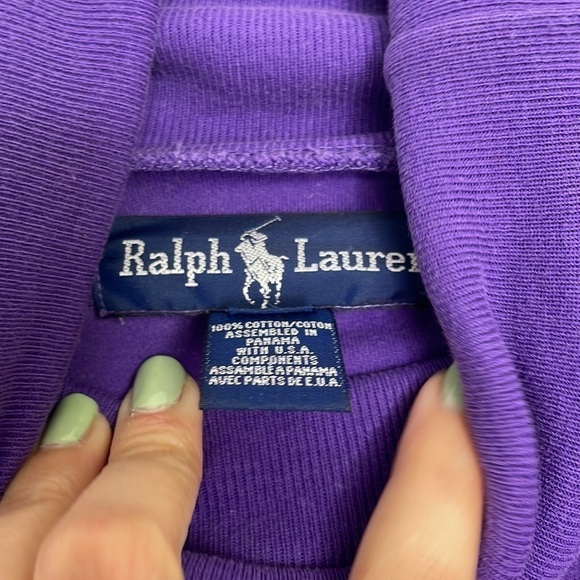 Ralph Lauren cotton saturated crest purple turtleneck - Picture 7 of 8